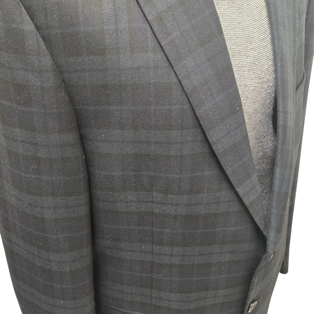 Vtg Chaps Men's 46R Holiday Tartan Plaid Green and Blue Blazer Suit Jacket NICE!